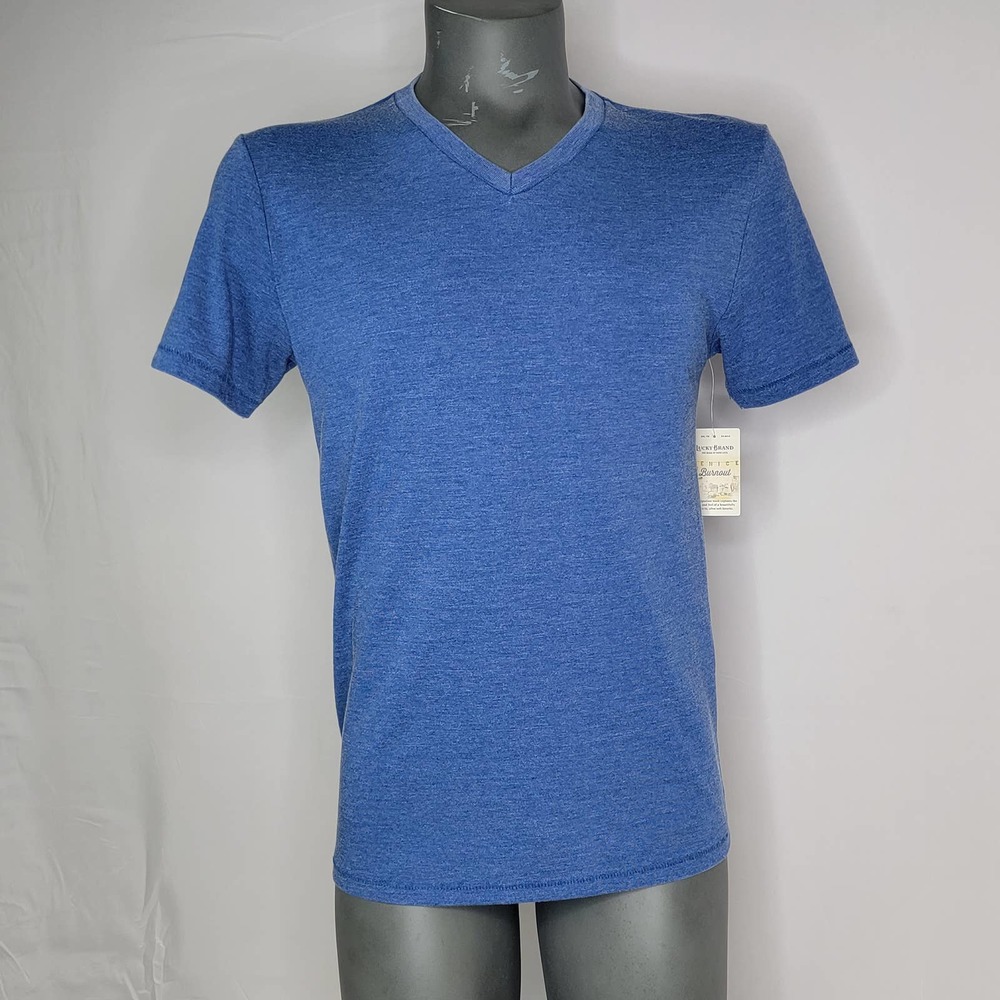 NWT Lucky Brand Venice Burnout Mens V Neck Blend Lightweight Shirt Sz Small Blue